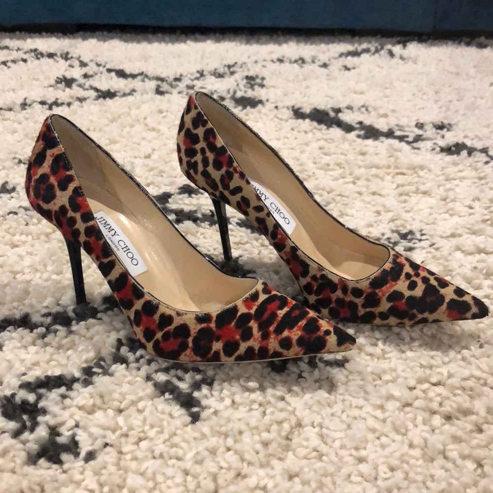 Jimmy Choo 4” NEVER WORN Heels Leopard Print Heels